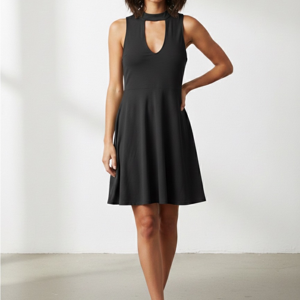 Express Black Keyhole Mini Dress